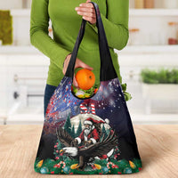 USA Christmas Grocery Bag Santa Claus With Eagle