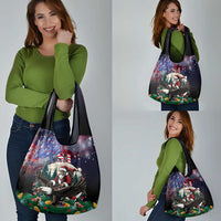 USA Christmas Grocery Bag Santa Claus With Eagle