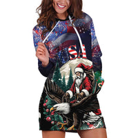 Personalized USA Christmas Hoodie Dress Santa Claus With Eagle - Wonder Print Shop