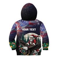 Personalized USA Christmas Kid Hoodie Santa Claus With Eagle - Wonder Print Shop