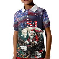 Personalized USA Christmas Kid Polo Shirt Santa Claus With Eagle - Wonder Print Shop