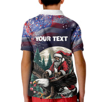 Personalized USA Christmas Kid Polo Shirt Santa Claus With Eagle - Wonder Print Shop