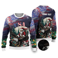 USA Christmas Ugly Christmas Sweater Santa Claus With Eagle - Wonder Print Shop