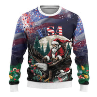 USA Christmas Ugly Christmas Sweater Santa Claus With Eagle - Wonder Print Shop