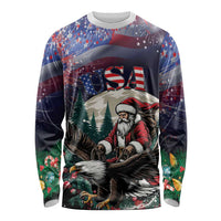Personalized USA Christmas Long Sleeve Shirt Santa Claus With Eagle - Wonder Print Shop