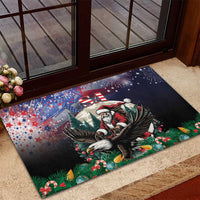 USA Christmas Rubber Doormat Santa Claus With Eagle - Wonder Print Shop