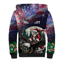 Personalized USA Christmas Sherpa Hoodie Santa Claus With Eagle - Wonder Print Shop