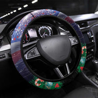 USA Christmas Steering Wheel Cover Santa Claus With Eagle - Wonder Print Shop