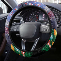 USA Christmas Steering Wheel Cover Santa Claus With Eagle - Wonder Print Shop