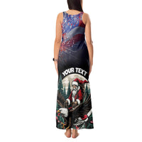 Personalized USA Christmas Tank Maxi Dress Santa Claus With Eagle - Wonder Print Shop