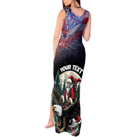 Personalized USA Christmas Tank Maxi Dress Santa Claus With Eagle - Wonder Print Shop