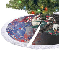USA Christmas Tree Skirt Santa Claus With Eagle - Wonder Print Shop