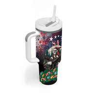 USA Christmas Tumbler With Handle Santa Claus With Eagle - Wonder Print Shop