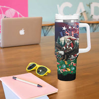 USA Christmas Tumbler With Handle Santa Claus With Eagle - Wonder Print Shop