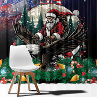 USA Christmas Window Curtain Santa Claus With Eagle - Wonder Print Shop