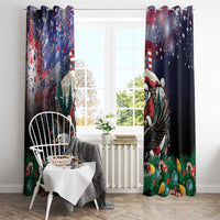 USA Christmas Window Curtain Santa Claus With Eagle - Wonder Print Shop