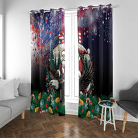 USA Christmas Window Curtain Santa Claus With Eagle - Wonder Print Shop