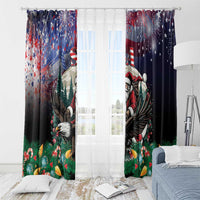 USA Christmas Window Curtain Santa Claus With Eagle - Wonder Print Shop