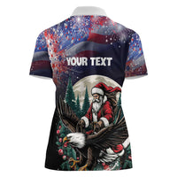 Personalized USA Christmas Women Polo Shirt Santa Claus With Eagle - Wonder Print Shop