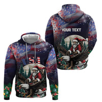 Personalized USA Christmas Zip Hoodie Santa Claus With Eagle - Wonder Print Shop