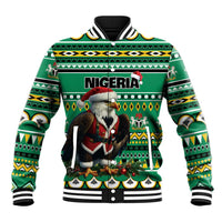Nigeria Christmas Baseball Jacket Eagle Santa African Pattern - Wonder Print Shop