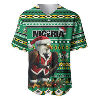 Nigeria Christmas Baseball Jersey Eagle Santa African Pattern - Wonder Print Shop