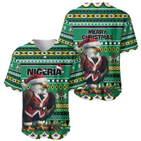 Nigeria Christmas Baseball Jersey Eagle Santa African Pattern - Wonder Print Shop