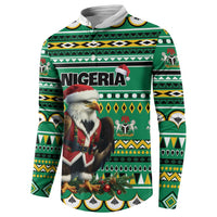 Nigeria Christmas Button Sweatshirt Eagle Santa African Pattern - Wonder Print Shop