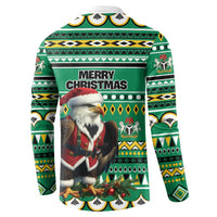 Nigeria Christmas Button Sweatshirt Eagle Santa African Pattern - Wonder Print Shop