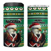 Nigeria Christmas 4 in 1 Can Cooler Tumbler Eagle Santa African Pattern - Wonder Print Shop