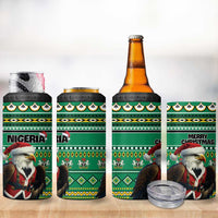 Nigeria Christmas 4 in 1 Can Cooler Tumbler Eagle Santa African Pattern - Wonder Print Shop