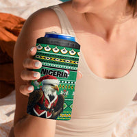 Nigeria Christmas 4 in 1 Can Cooler Tumbler Eagle Santa African Pattern - Wonder Print Shop
