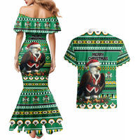 Nigeria Christmas Couples Matching Mermaid Dress and Hawaiian Shirt Eagle Santa African Pattern - Wonder Print Shop