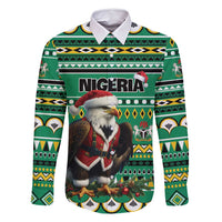 Nigeria Christmas Family Matching Long Sleeve Bodycon Dress and Hawaiian Shirt Eagle Santa African Pattern - Wonder Print Shop