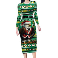 Nigeria Christmas Family Matching Long Sleeve Bodycon Dress and Hawaiian Shirt Eagle Santa African Pattern - Wonder Print Shop