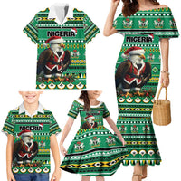 Nigeria Christmas Family Matching Mermaid Dress and Hawaiian Shirt Eagle Santa African Pattern - Wonder Print Shop