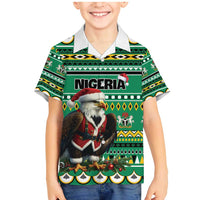 Nigeria Christmas Family Matching Mermaid Dress and Hawaiian Shirt Eagle Santa African Pattern - Wonder Print Shop