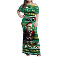 Nigeria Christmas Family Matching Off Shoulder Maxi Dress and Hawaiian Shirt Eagle Santa African Pattern - Wonder Print Shop