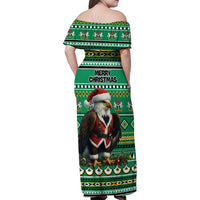 Nigeria Christmas Family Matching Off Shoulder Maxi Dress and Hawaiian Shirt Eagle Santa African Pattern - Wonder Print Shop