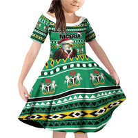 Nigeria Christmas Family Matching Off Shoulder Short Dress and Hawaiian Shirt Eagle Santa African Pattern - Wonder Print Shop
