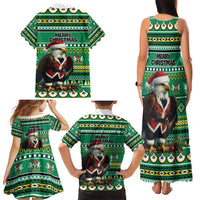 Nigeria Christmas Family Matching Tank Maxi Dress and Hawaiian Shirt Eagle Santa African Pattern - Wonder Print Shop