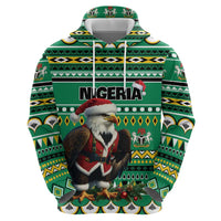 Nigeria Christmas Hoodie Eagle Santa African Pattern - Wonder Print Shop