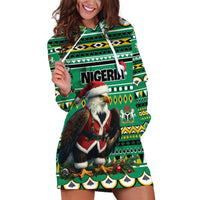 Nigeria Christmas Hoodie Dress Eagle Santa African Pattern - Wonder Print Shop