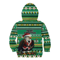 Nigeria Christmas Kid Hoodie Eagle Santa African Pattern - Wonder Print Shop