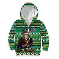 Nigeria Christmas Kid Hoodie Eagle Santa African Pattern - Wonder Print Shop