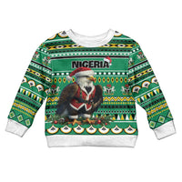 Nigeria Christmas Kid Ugly Christmas Sweater Eagle Santa African Pattern - Wonder Print Shop