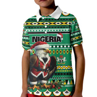 Nigeria Christmas Kid Polo Shirt Eagle Santa African Pattern - Wonder Print Shop