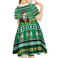 Nigeria Christmas Kid Short Sleeve Dress Eagle Santa African Pattern - Wonder Print Shop