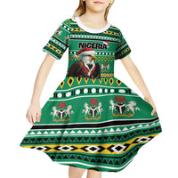 Nigeria Christmas Kid Short Sleeve Dress Eagle Santa African Pattern - Wonder Print Shop