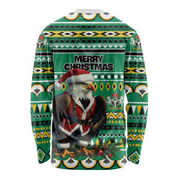 Nigeria Christmas Long Sleeve Shirt Eagle Santa African Pattern - Wonder Print Shop